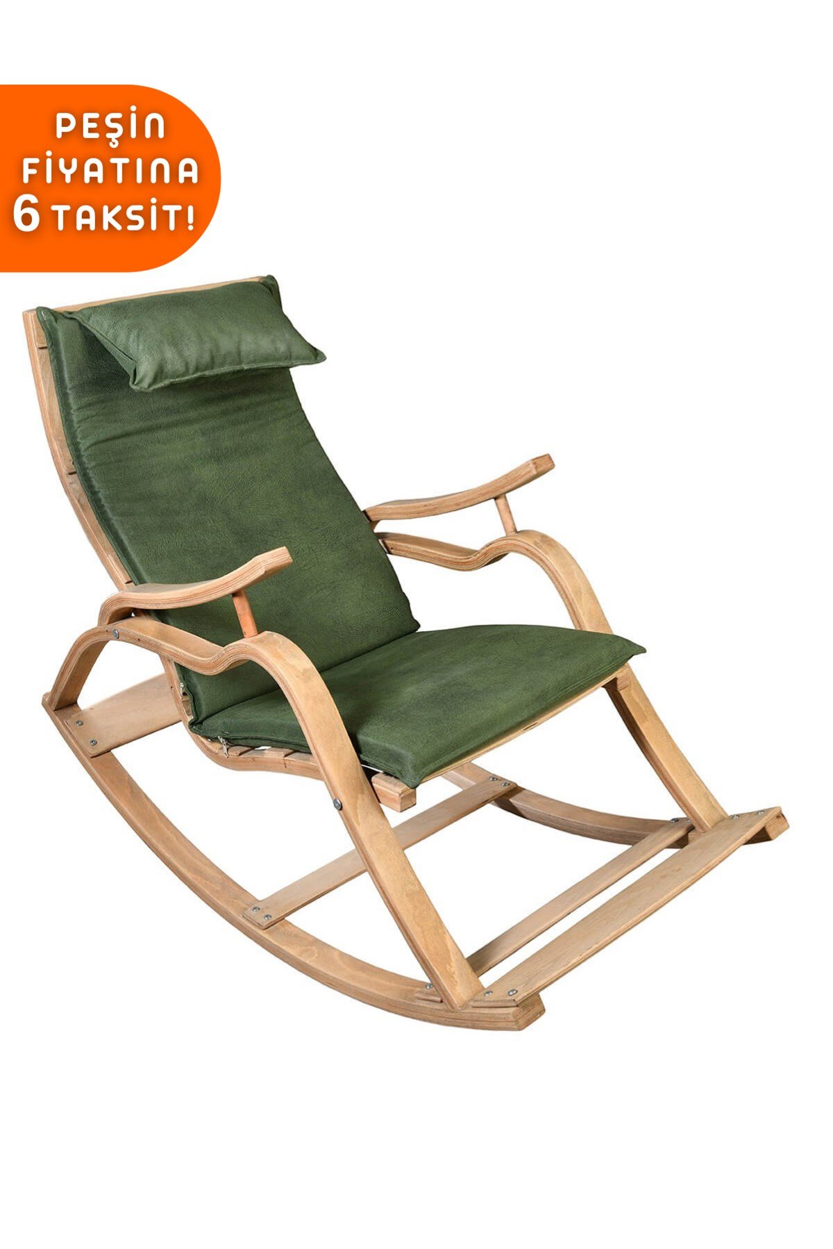 AE-5001 MARMARA SALLANAN SANDALYE HAKİ RENK AHŞAP DİNLENME MİNDERLİ