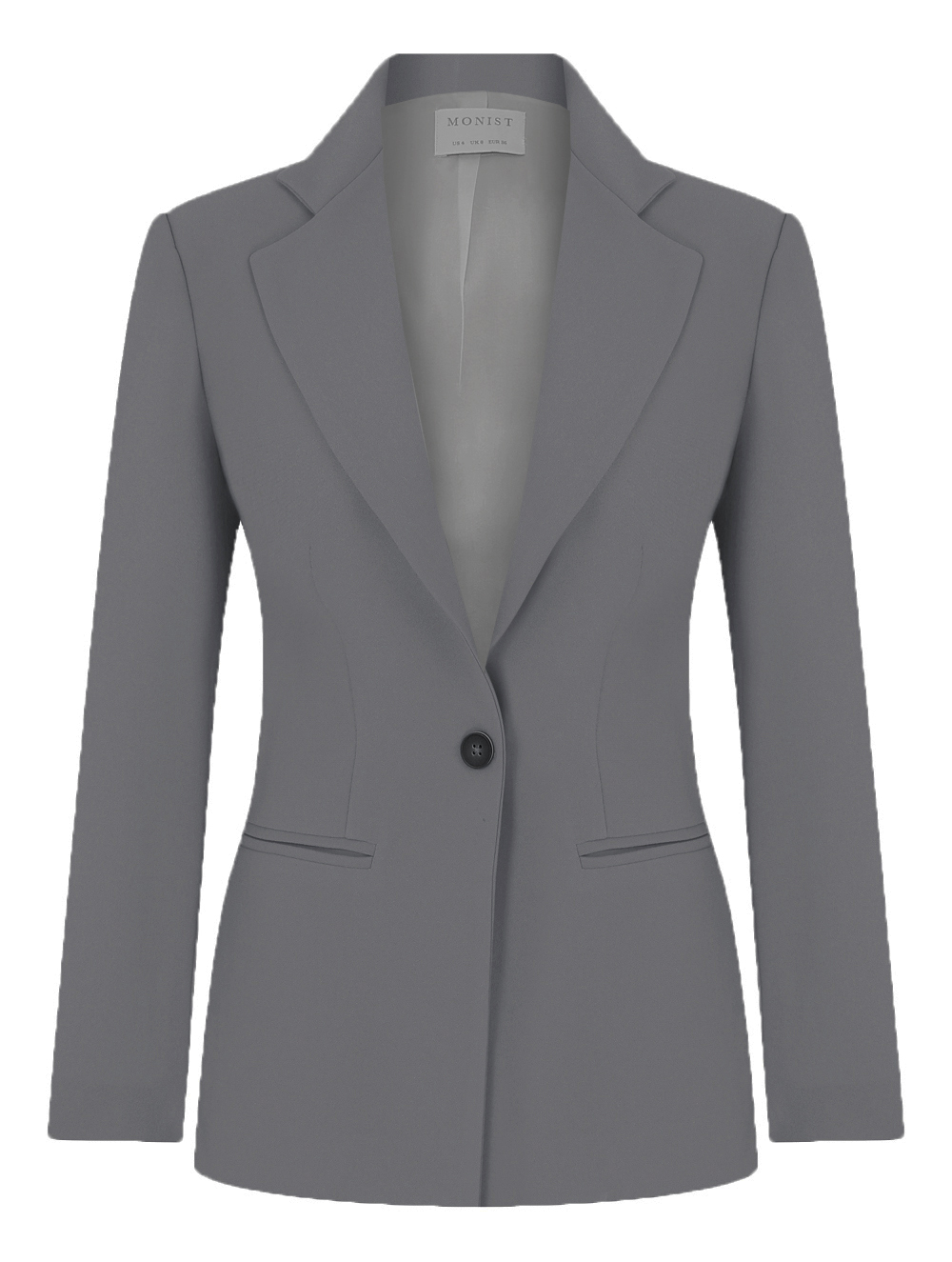 Gri Tek Düğmeli Klasik Blazer
