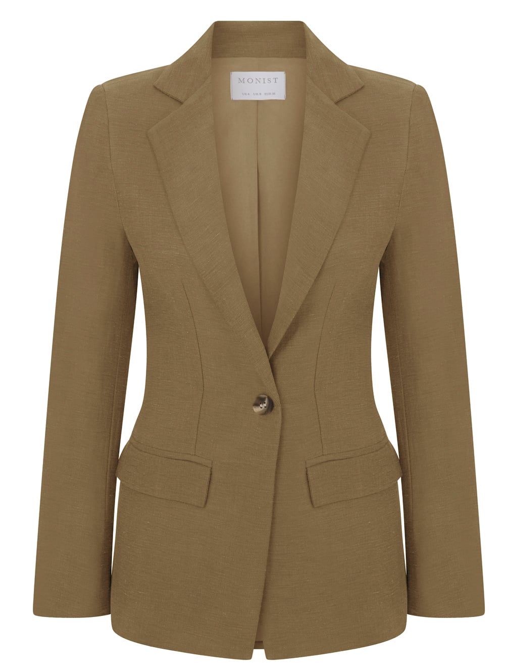 Karamel Rengi Vegan Cupro Keten Blazer