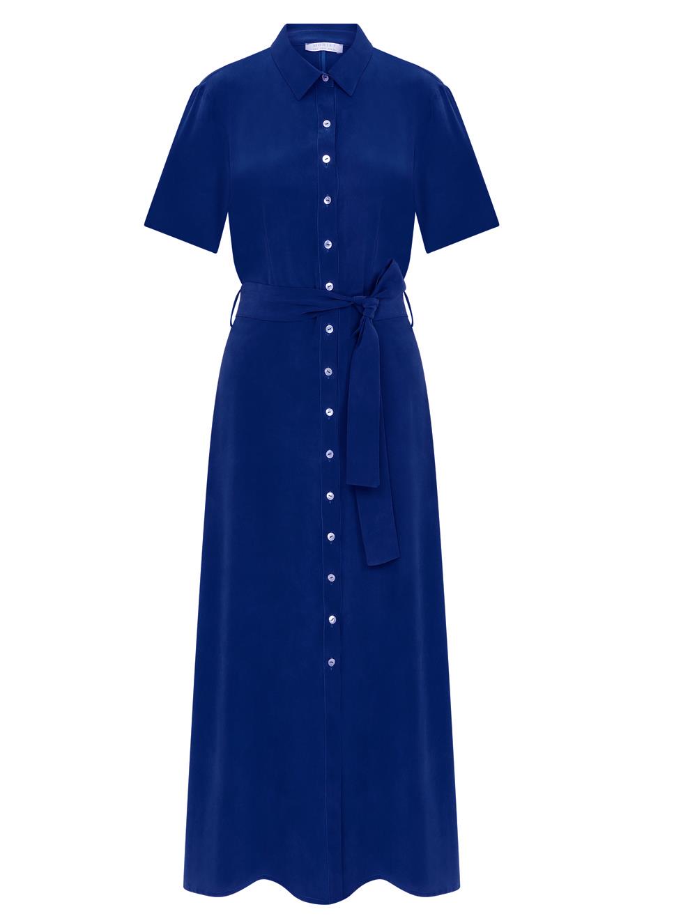 Parlament Mavisi A Form Vegan Gömlek Elbise