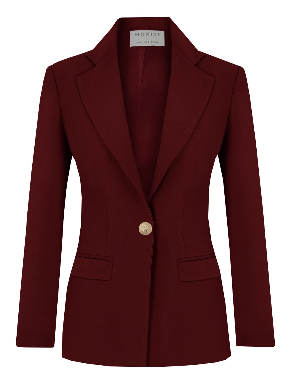 Sarı Metal Düğmeli Marsala Blazer