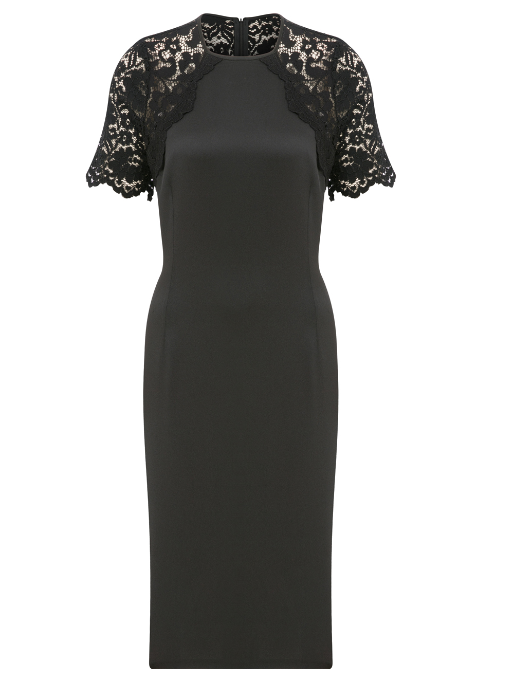 Üstü Dantel Siyah Midi Elbise