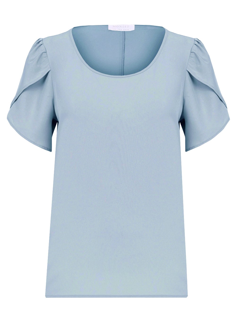  Dilimli Kol Bebek Mavisi İpek Bluz RK 67