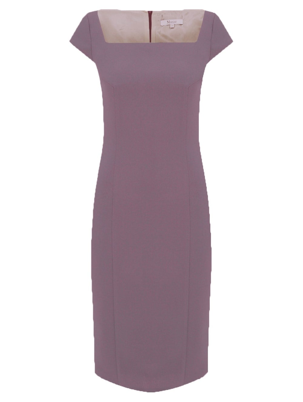 Açık Gülkurusu Kare Yaka Elbise