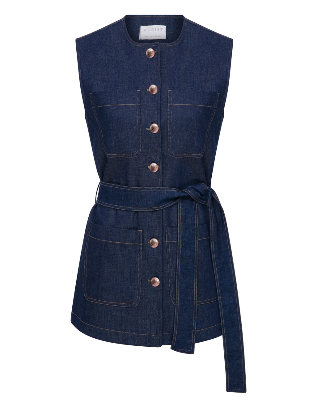 Bakır Düğmeli Denim Yelek Tipi Ceket