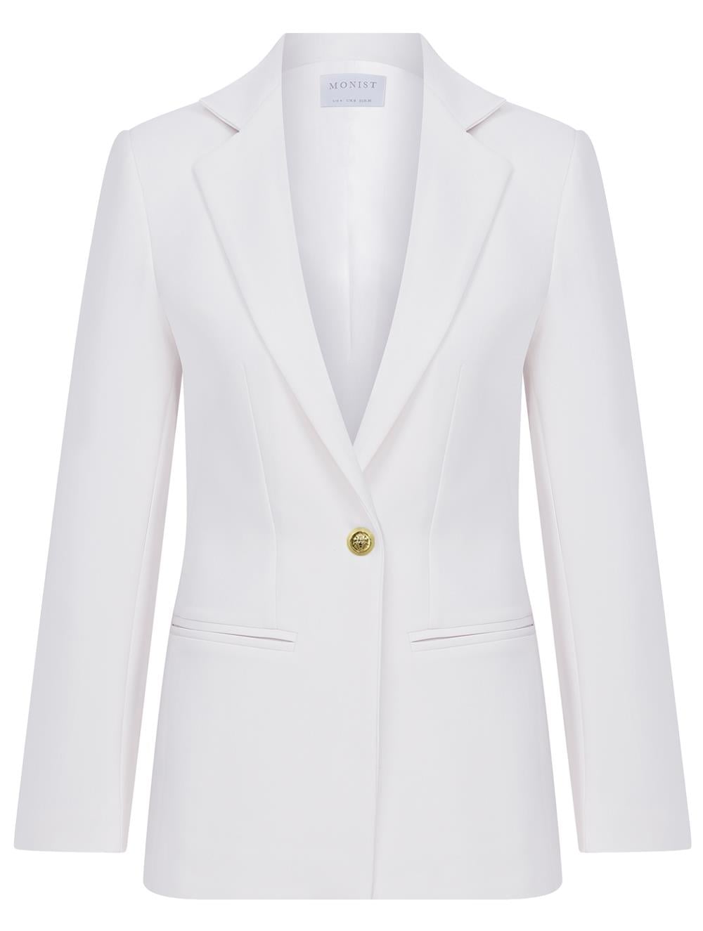 Beyaz Gold Düğmeli Klasik Blazer
