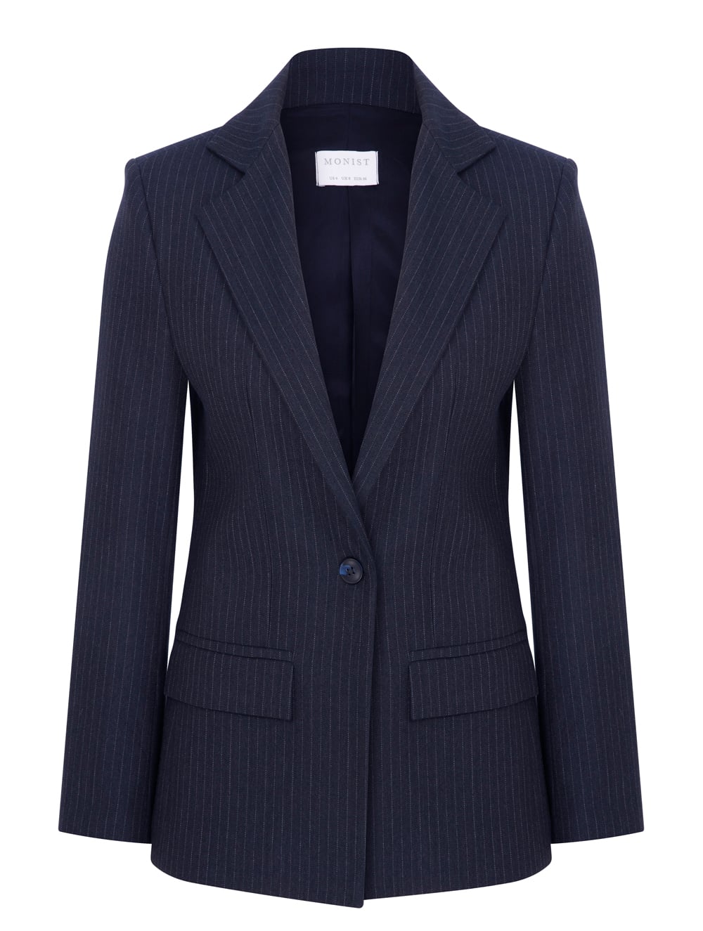 Çizgili Lacivert Tek Düğmeli Klasik Blazer