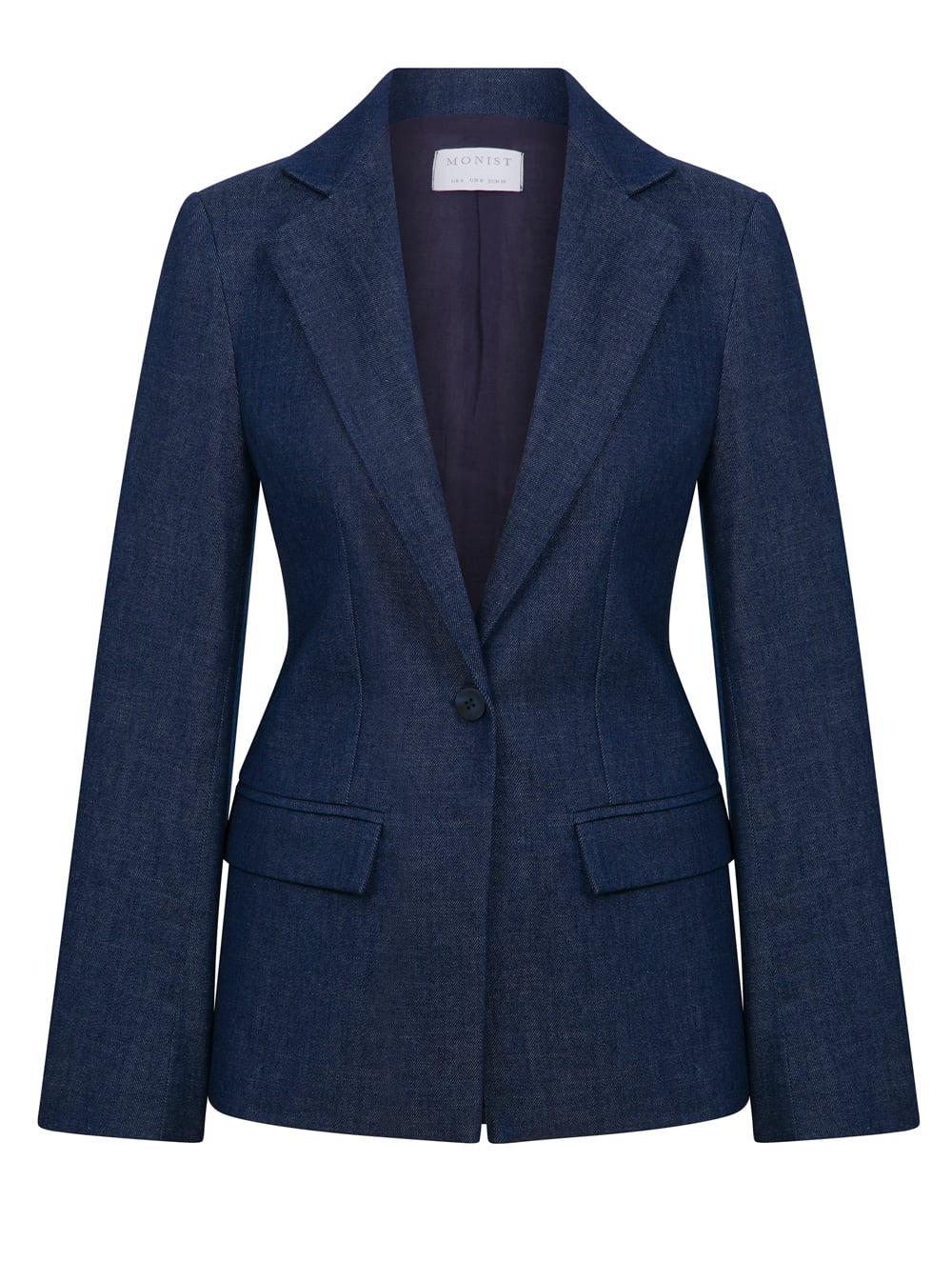 Denim Tek Düğme Blazer 