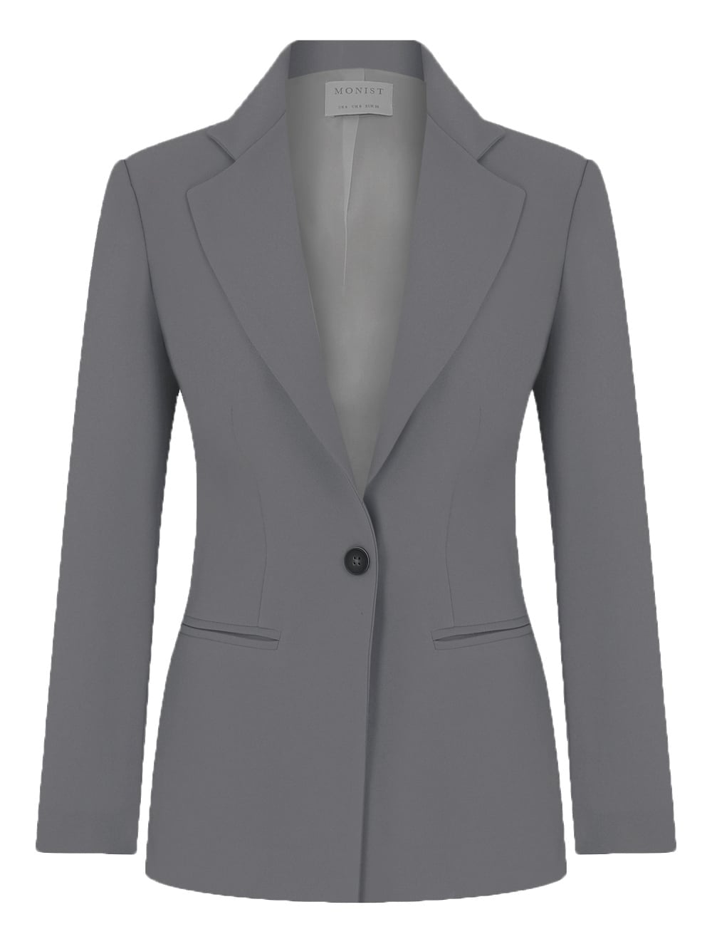 Gri Tek Düğmeli Klasik Blazer