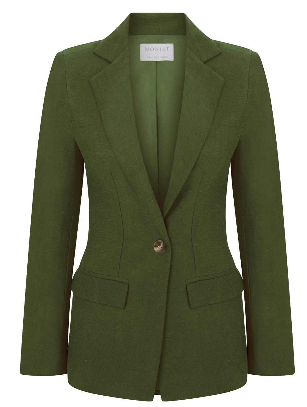 Haki Rengi Vegan Cupro Keten Blazer
