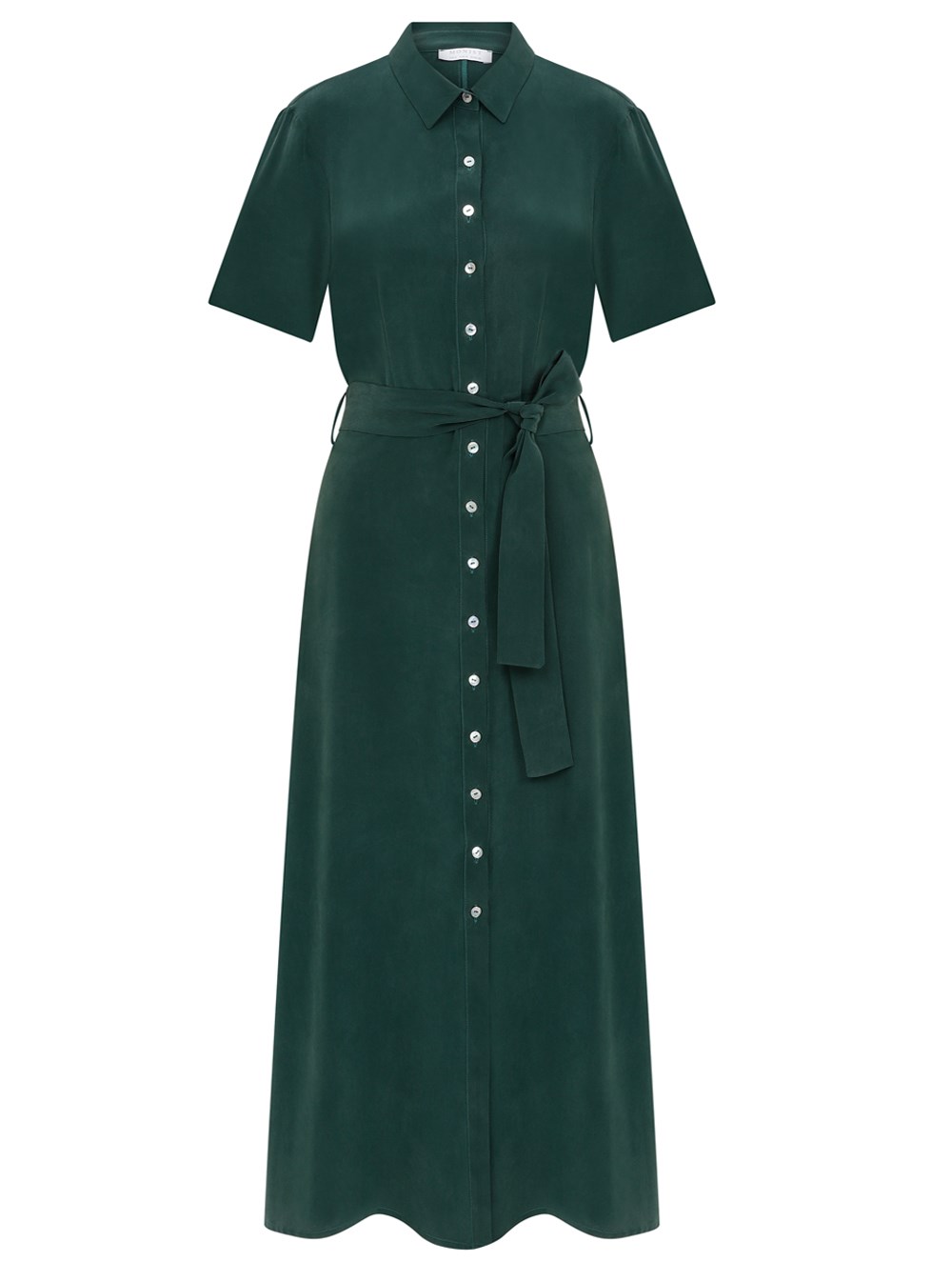 Orman Yeşili A Form İpek Gömlek Elbise