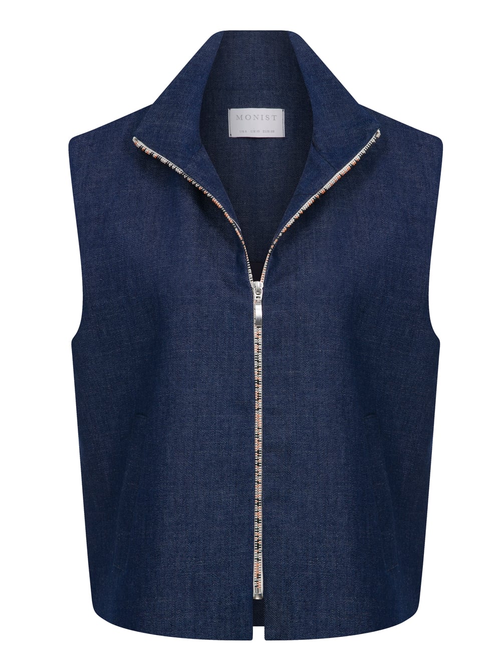 Renkli Fermuarlı Denim Yelek