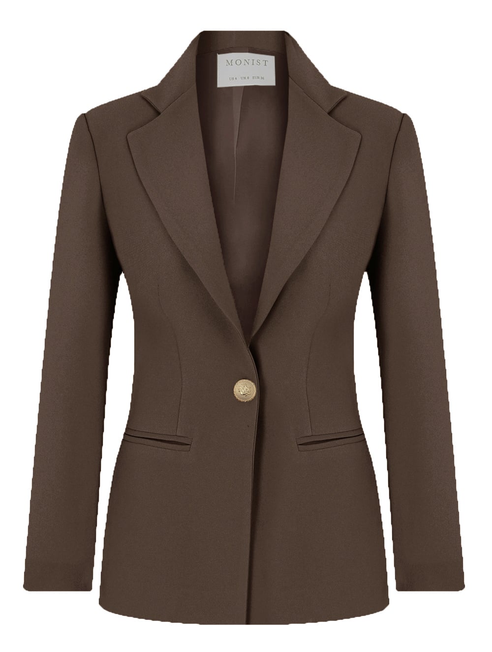 Sarı Metal Düğmeli Koyu Vizon Rengi Klasik Blazer RK 121