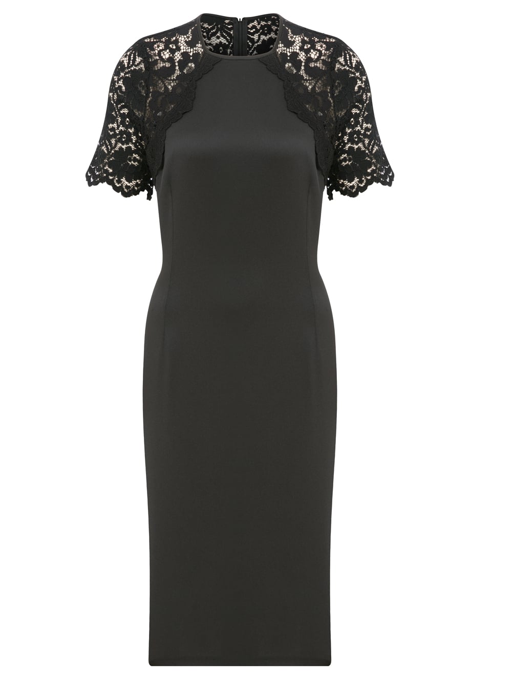 Üstü Dantel Siyah Midi Elbise