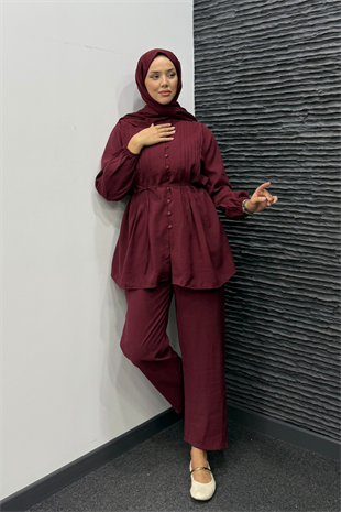 8011 DÜĞMELİ TAKIM-BORDO