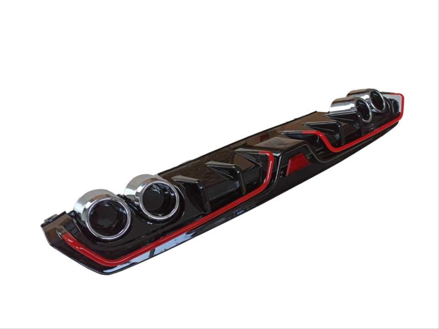 CIVIC FC5 2016-2020 IÇIN UYUMLU DIFÜZÖR 4 EGZOZ PIANO BLACK KIRMIZI SERITLI 