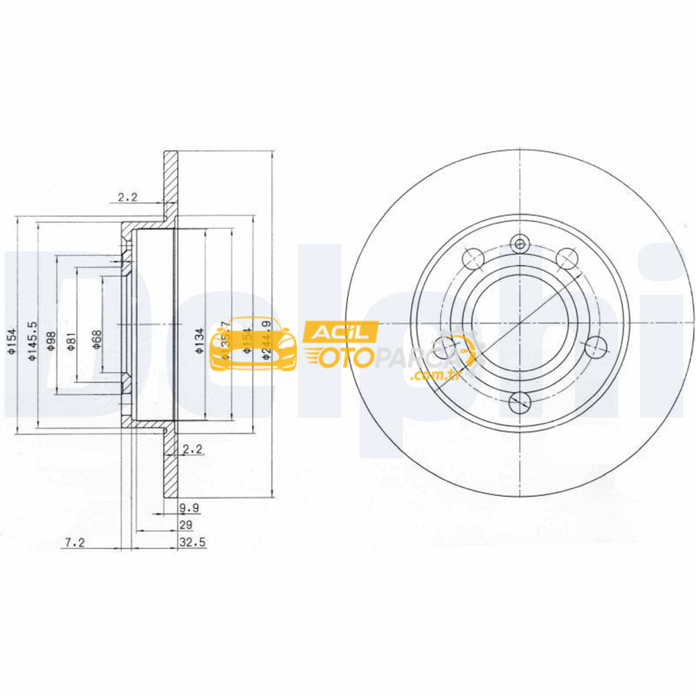 Audi DELPHI BG2753C | Disk Arka 05-Aı.A4 Kaplamalı | 1 Adet