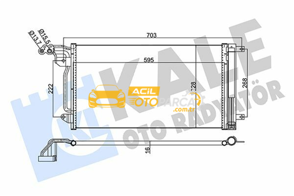 Audi KALE 342395 | Klima Radyatörü (Kondenser) 10-Polo 1.2-1.4-1.6