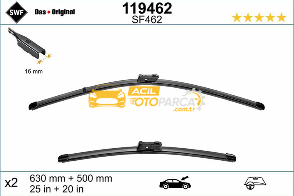 Audi VALEO 119462 | Silgi Süpürgesi Tk 63 + 50Cm 17-A6-A7-Q5