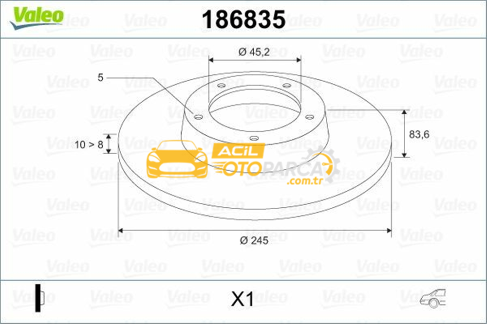 Audi VALEO 186835 | Fren Diski VW A4 94-01 Arka Tek 245X45