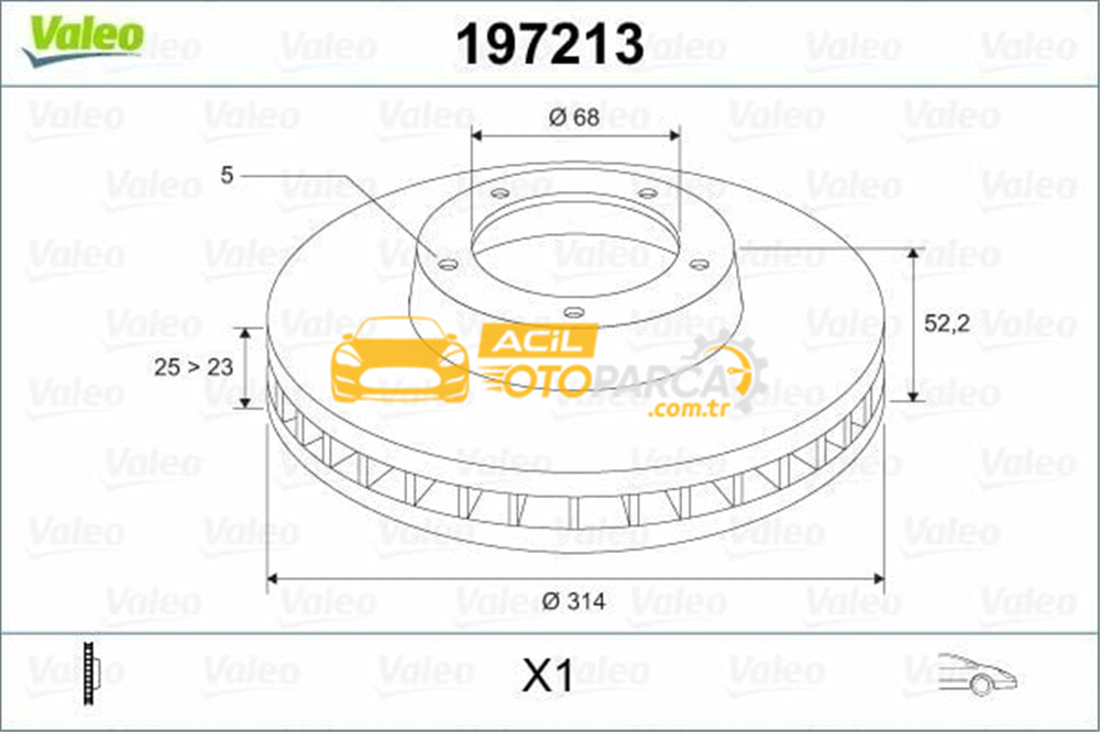 Audi VALEO 197213 | Disk Audi A4 (2007 -) 1.8Tfsı, 2.0Tdı, 2.0Tfsı, 2.7Tdı V6 A5 (2007 -) 1.Fren Bınek (Ithal) | 1 Adet