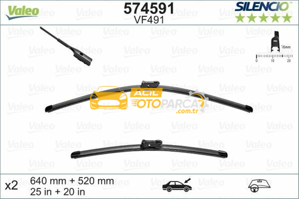 Audi VALEO 574591 | Silgi Süpürgesi Tk 64 + 52Cm 11-Aı.A6 + Sp