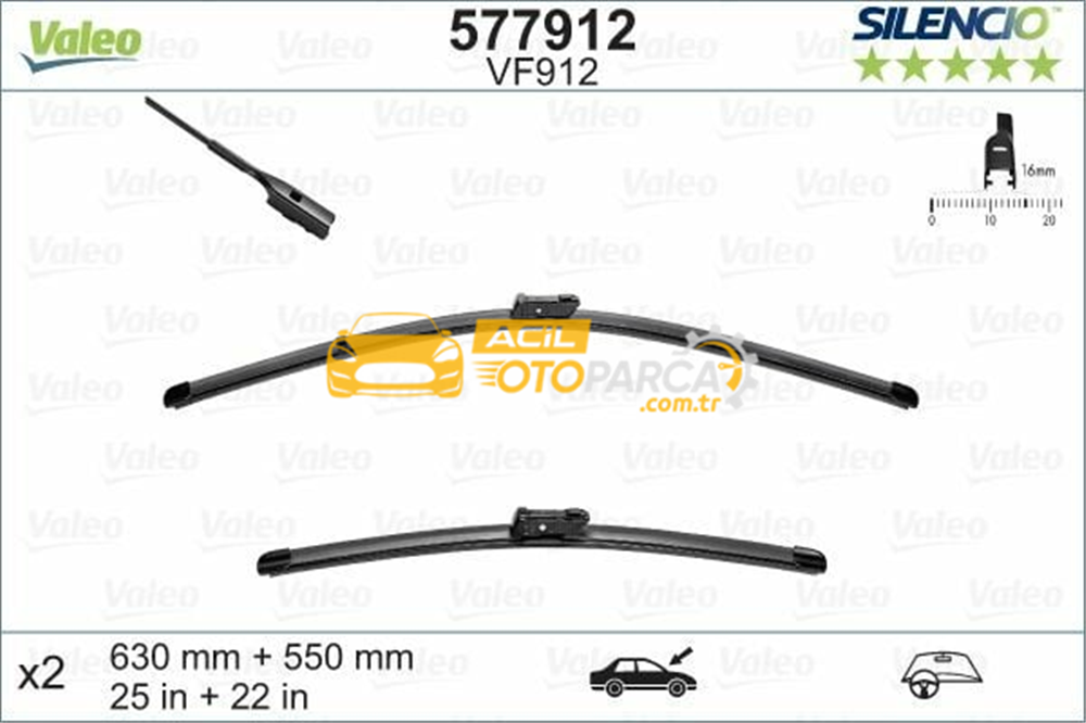 Audi VALEO 577912 | Silgi Süpürgesi Tk 63 + 55Cm 16-Tiguan-Touareg-Cayenne