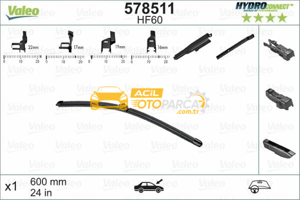 Audi VALEO 578511 | Silgi Süpürgesi Tek 60Cm Klasık Multı-Clıp Muz First
