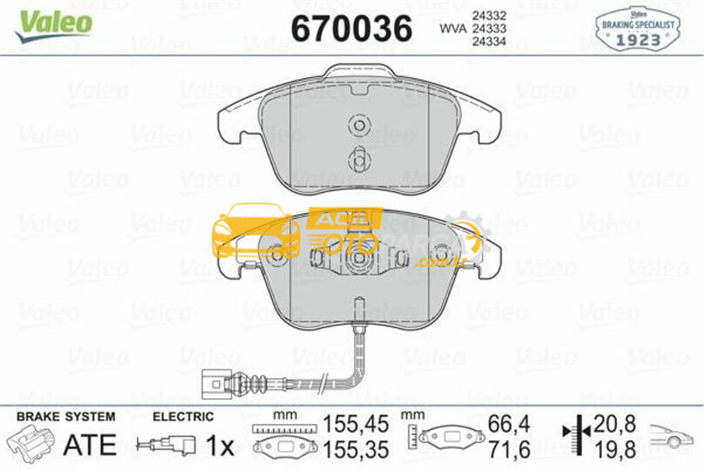 Audi VALEO 670036 | Fren Balata Ön 08-Tiguan 1.4-2.0