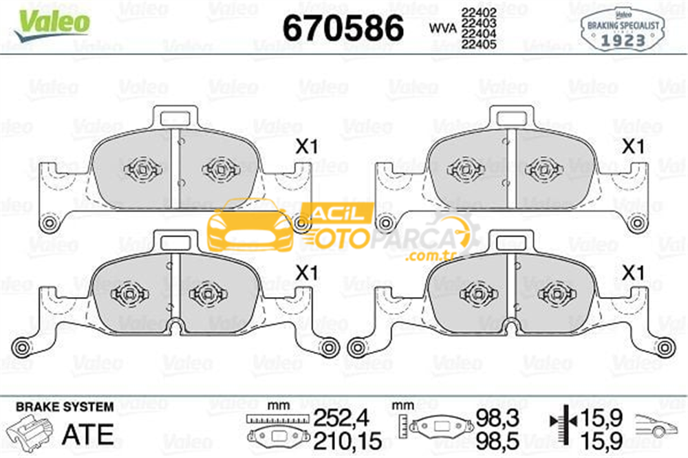 Audi VALEO 670586 | Fren Balata Ön 16-Aı.A4