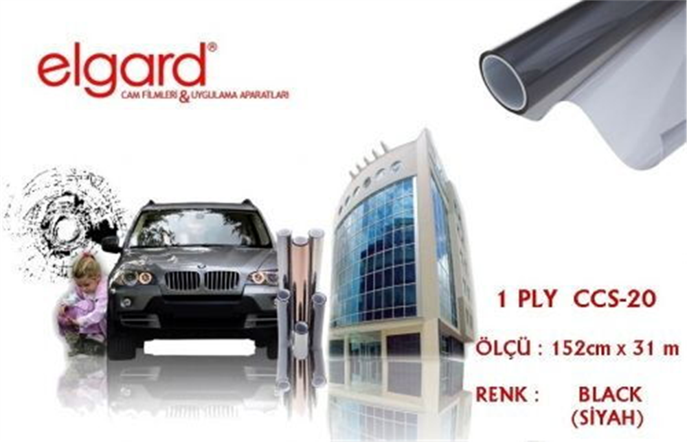 Elgard CCS-20 152cm x 31m Orta Koyu Siyah Çizilmez Cam Filmi
