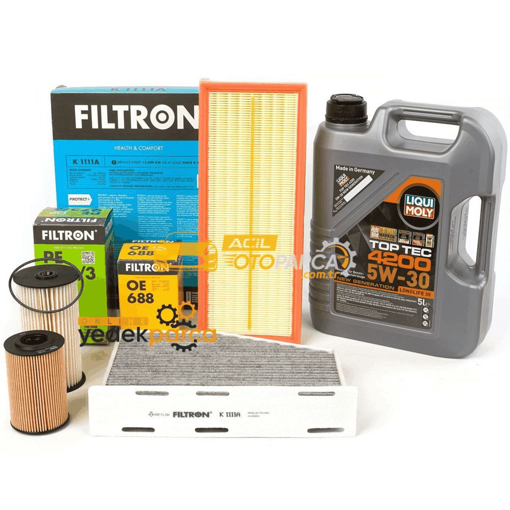 FILTRON Volkswagen Passat 1.6 TDI / 2.0 TDI BlueMotion Dizel Bakım Seti Filtron Marka / Liqui Moly 5w30 5 Litre Motor Yağlı
