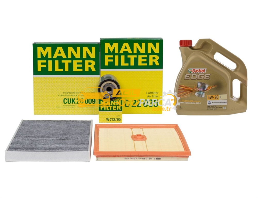 MANN Audi Q2 1.0 TFSI Periyodik Bakım Filtre Seti Mann Marka Castrol Motor Yağlı