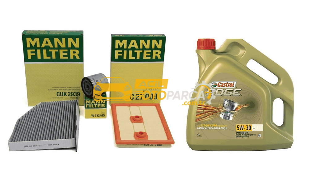 MANN Volkswagen Jetta 1.2 TSI BlueMotion Periyodik Bakım Filtre Seti Castrol 5W-30 LL 4 Litre Motor Yağlı Mann Marka