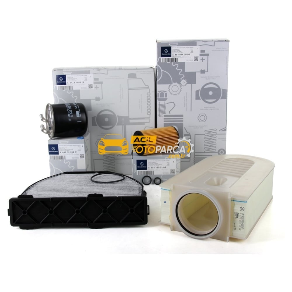 Mercedes Benz E Serisi W212 E250 CDI Periyodik Bakım Filtre Seti Orjinal (2128300318 / 6510940104 / 6511800109 / 6510902852)