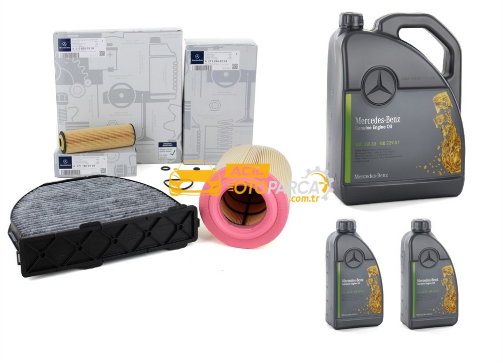 Mercedes W204 Kasa C180 Kompressor Periyodik Filtre Bakım Seti Motor Yağı Orjinal