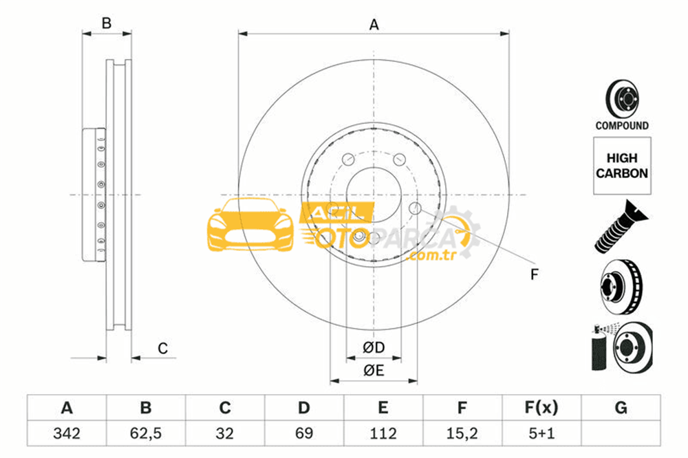 Volkswagen BOSCH 0986479H41 | Disk On (Ad) 16-E-Seri (W213-A238) | 2 Adet