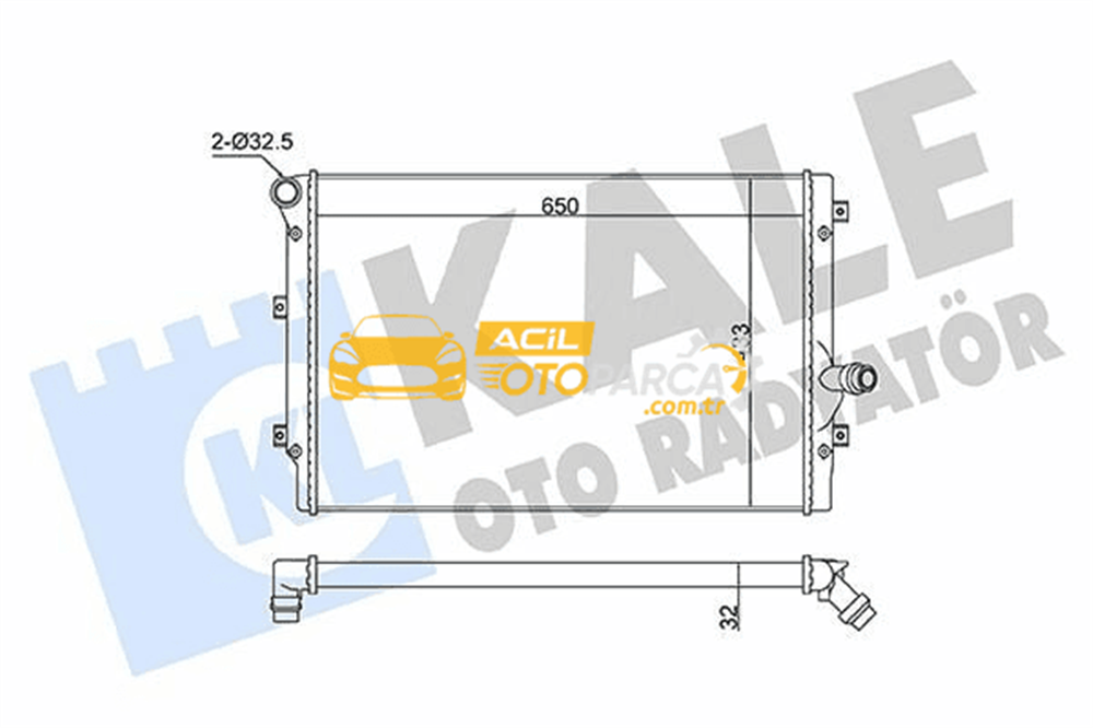 Volkswagen KALE 363135 | Su Radyatörü Audi A3 Tt 03-Seat Altea Altea Xl Leon Toledo III 04-Skoda Octavia II Supeb II Yeti 04-Volkswagen Beetle Caddy III-IV CC Golf V-VI Jetta III-IV Passat Touran 05 1.6 2.0 TDI (At Mt) Mekanık650×433X32