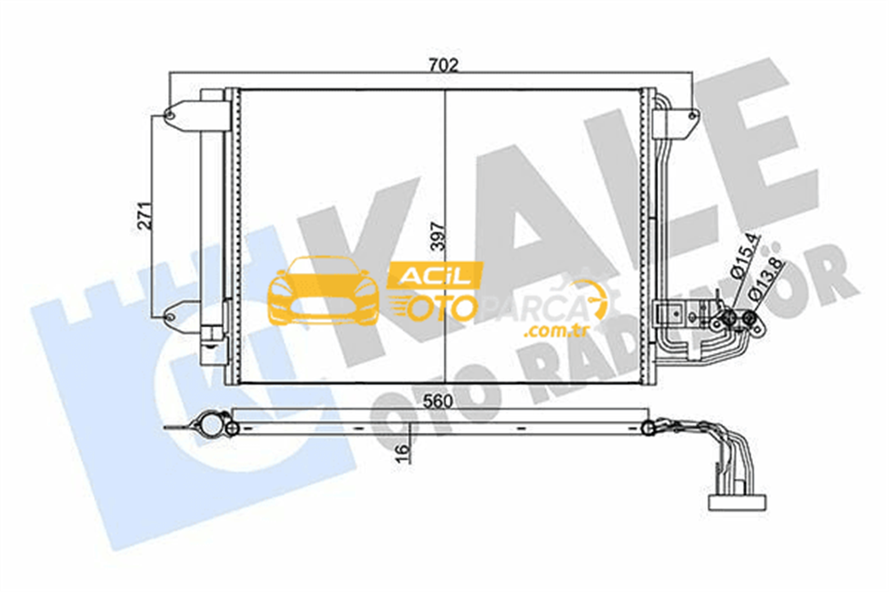 Volkswagen KALE 375400 | Klima Radyatörü (Audi A3 / Seat Leon / Skoda Octavia / VW Caddy / Golf / Jetta)