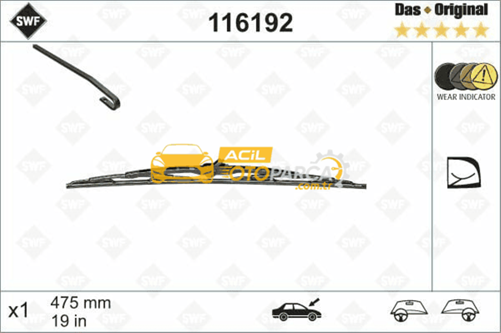 Volkswagen VALEO 116192 | Silgi Süpürgesi Tek Sağ Golf.4-Polo 47.5Cm Eğri