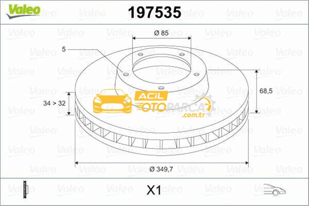 Volkswagen VALEO 197535 | Ön Fren Disk Aynası Sol Havalı Audi Q7 Porsche Cayenne Panamera Touareg 02 - | 1 Adet