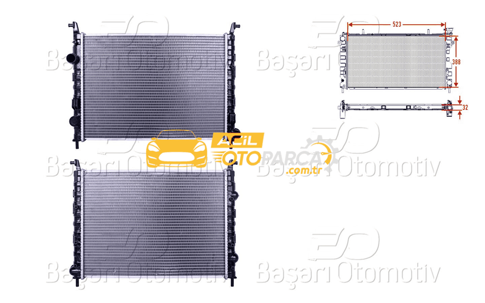 Volkswagen WISCO 51718122 | Su Radyatörü Brazing Mt 523X388x32 Fiat Albea 1.3Mjtd 02 >