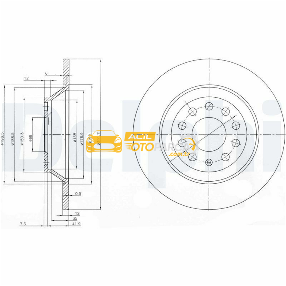 Audi DELPHI BG3956C | Disk Arka 01-11 Aı.A6 Kaplamalı | 1 Adet
