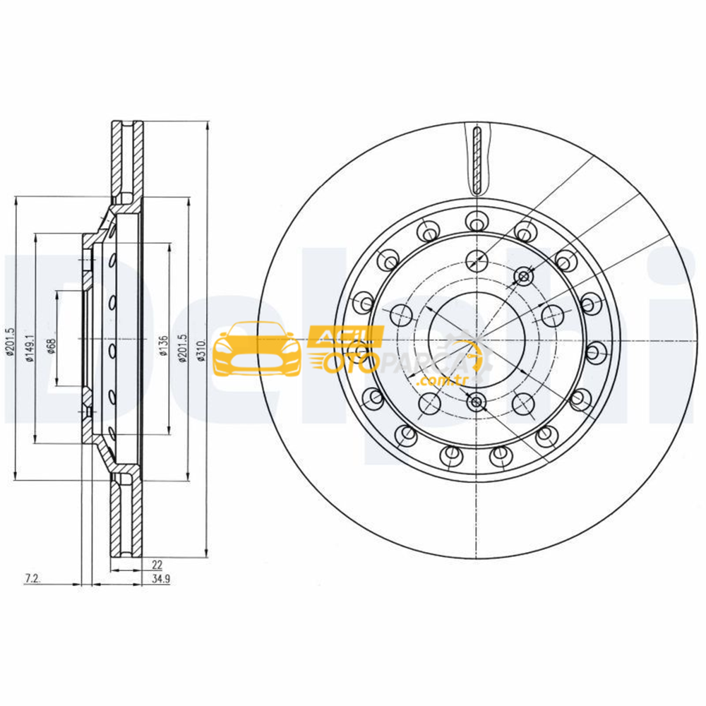 Audi DELPHI BG3958 | Disk Arka 04-11 Aı.A8 | 1 Adet
