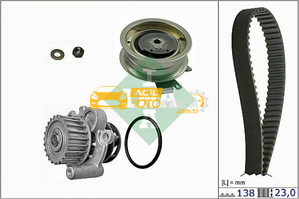 Audi INA 530017130 | Triger Seti + Devirdaim (VW Golf 98-13 Passat 97-11 Polo Classic 00-02 Audi A3 97-13 A4 95-08 Seat Ibiza 00-05 Leon 99-05 Skoda