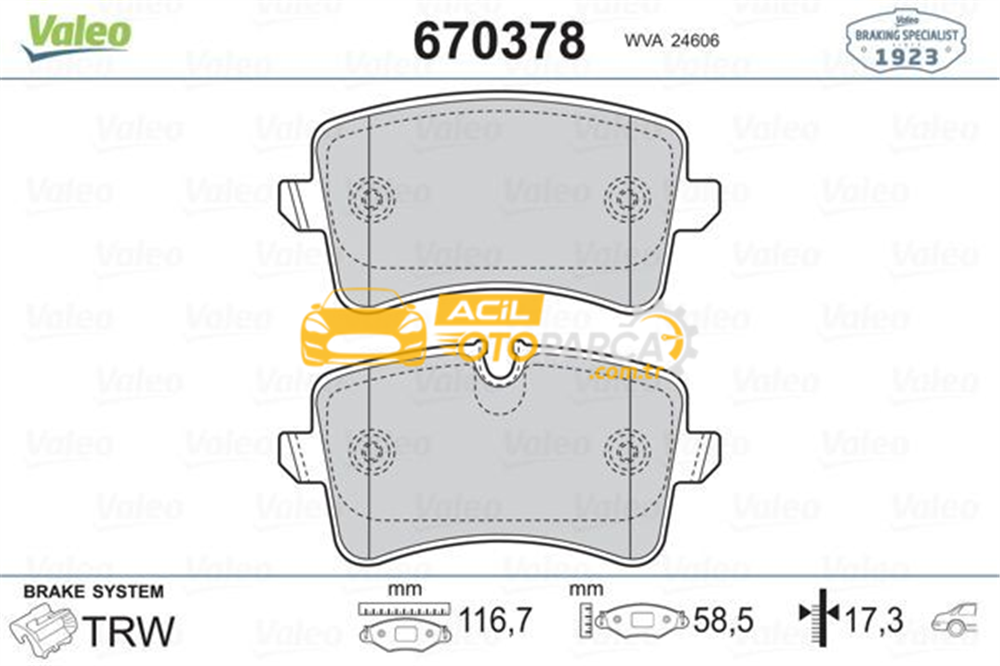 Audi VALEO 670378 | Fren Balata Arka 08-A4-A5-Q5 1.8Tfsi-2.0Tdi