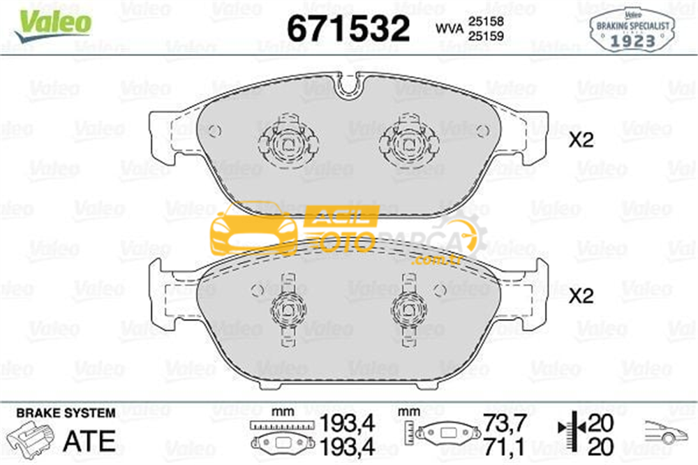 Audi VALEO 671532 | Fren Balata Ön 11-Aı.A6