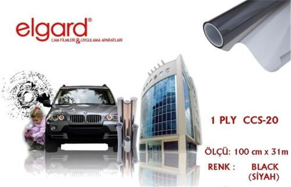 Elgard CCS-20 100cm x 31m Orta Koyu Siyah Çizilmez Cam Filmi