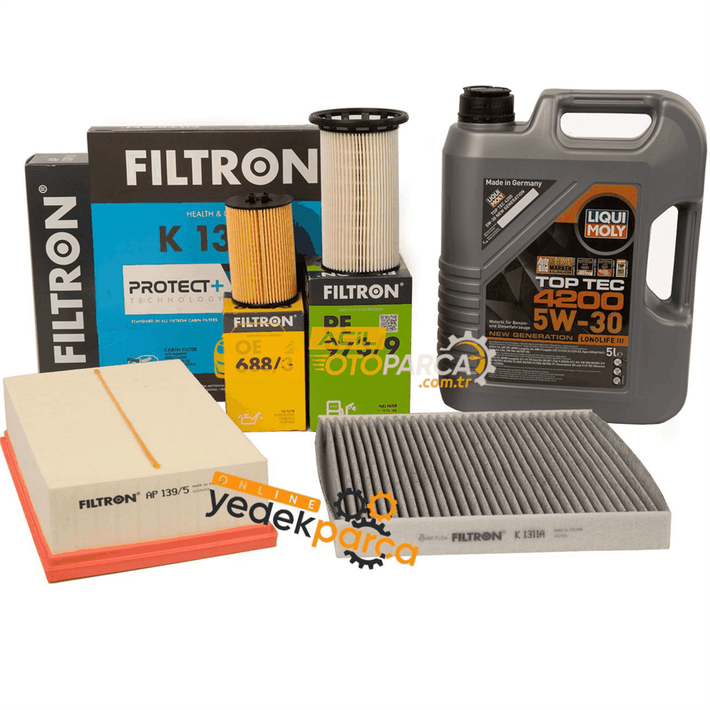 FILTRON Volkswagen Golf 7 1.6 Dizel Periyodik Bakım Filtre Seti Filtron Marka / Liqui Moly 5w30 5 Litre Yağlı