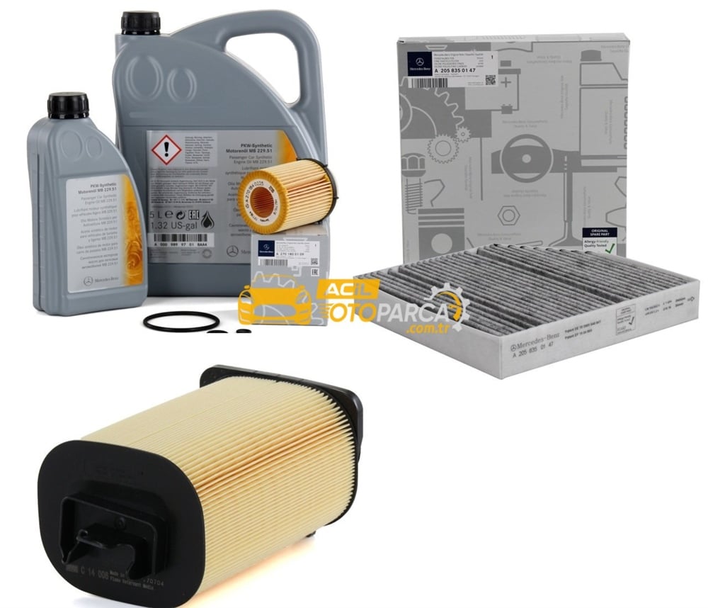 Mercedes W205 Kasa C180 Benzinli Periyodik Bakım Filtre Seti Orjinal